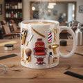 Hairstylist Barber Chair Mug 3D, Personalized Beauty Salon Gift, Faux 3D Effect
