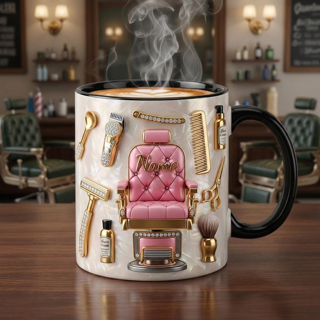Hairstylist Mug 3D, Faux 3D Effect, Personalized Salon Owner Coffee Cup
