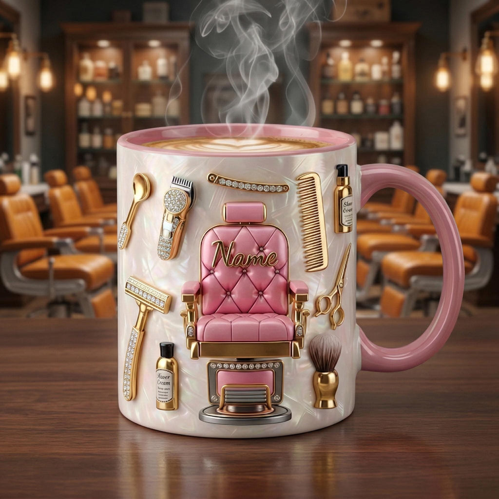 Hairstylist Mug 3D, Faux 3D Effect, Personalized Salon Owner Coffee Cup