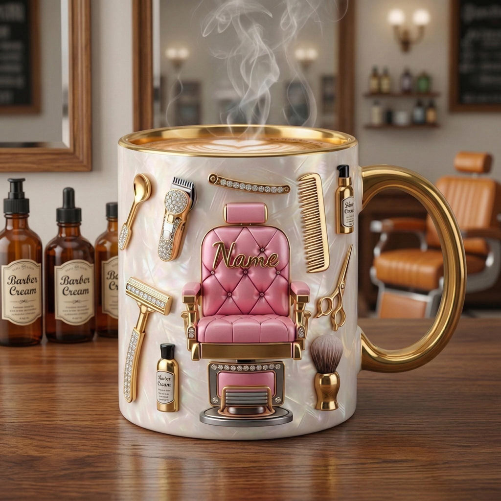 Hairstylist Mug 3D, Faux 3D Effect, Personalized Salon Owner Coffee Cup