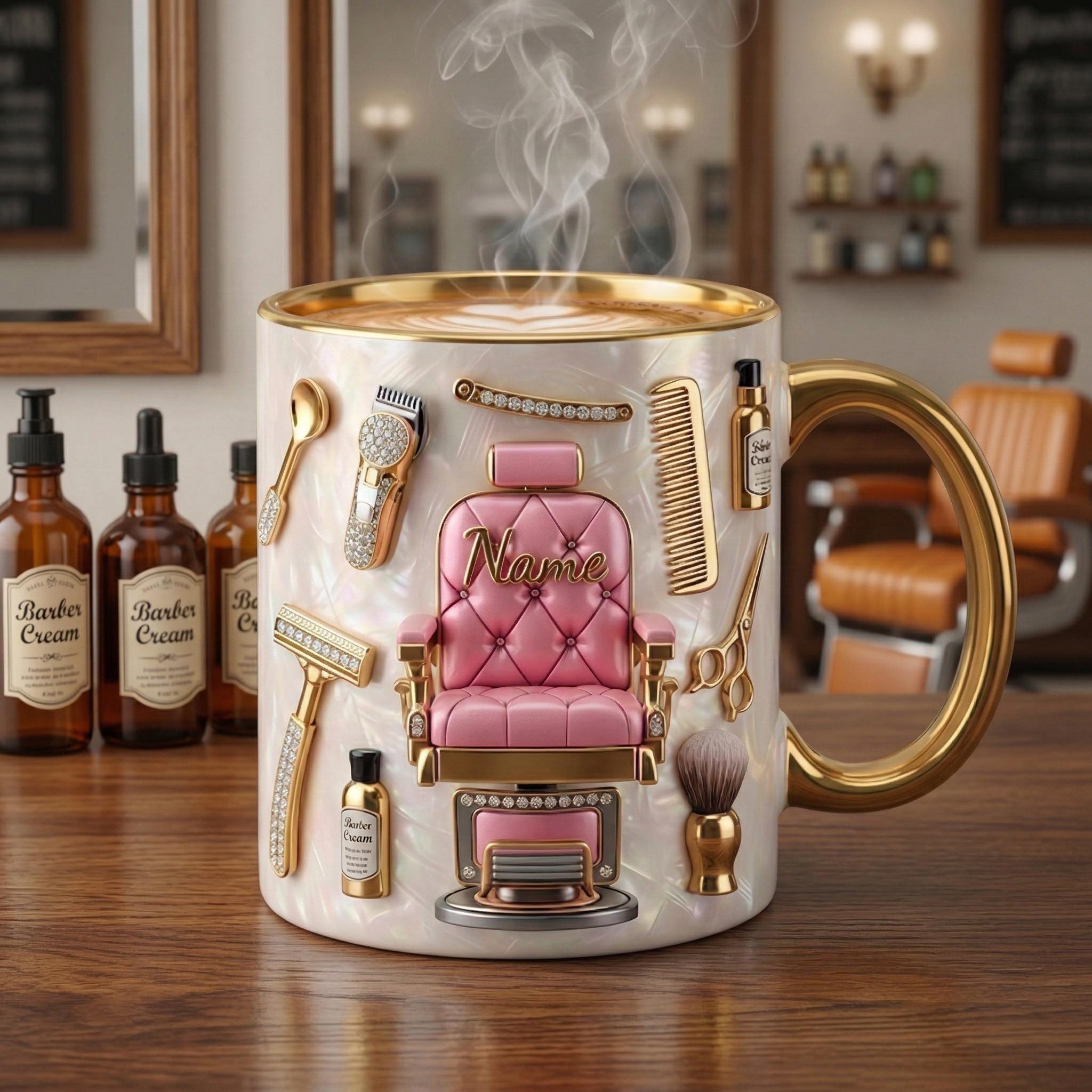 Hairstylist Mug 3D, Faux 3D Effect, Personalized Salon Owner Coffee Cup