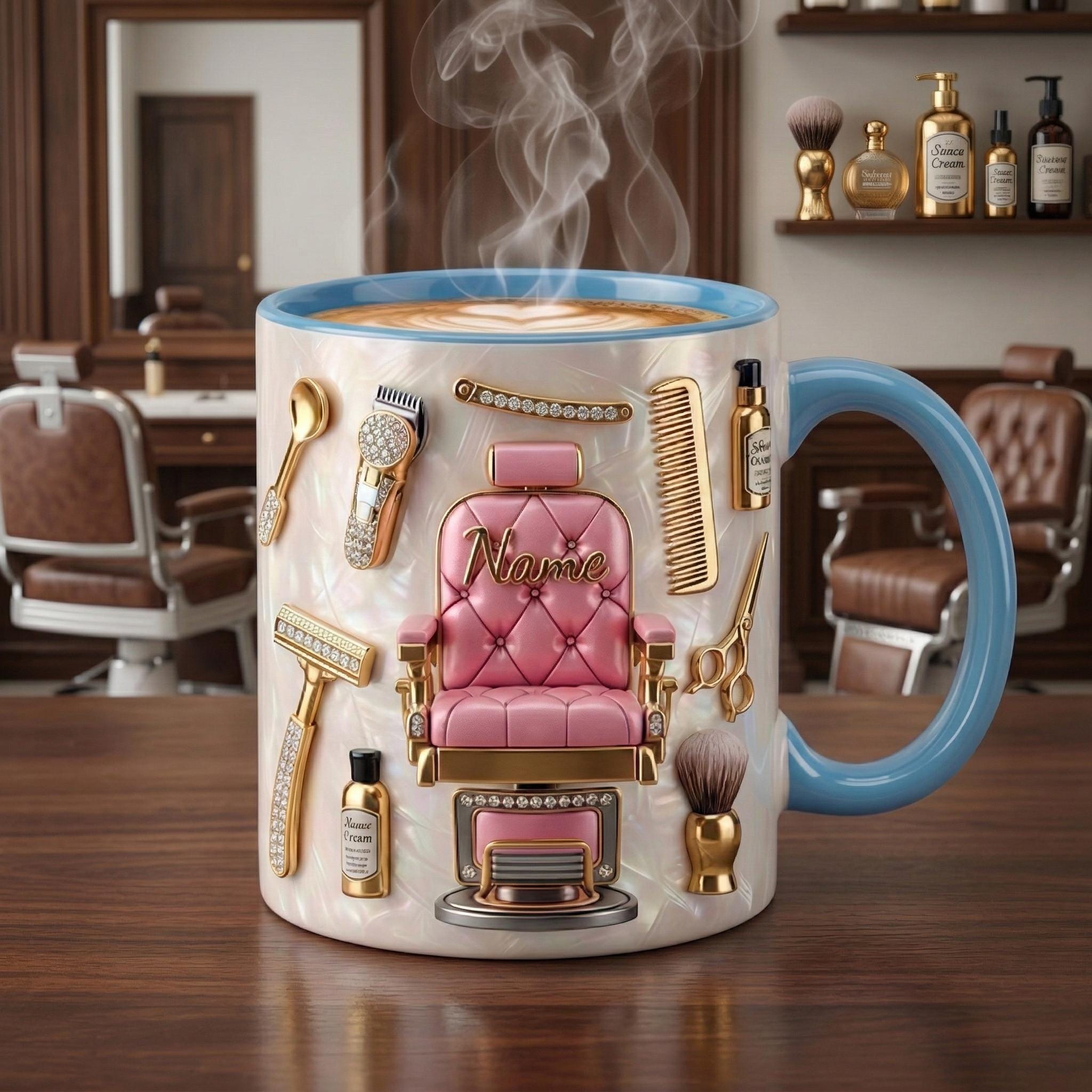 Hairstylist Mug 3D, Faux 3D Effect, Personalized Salon Owner Coffee Cup