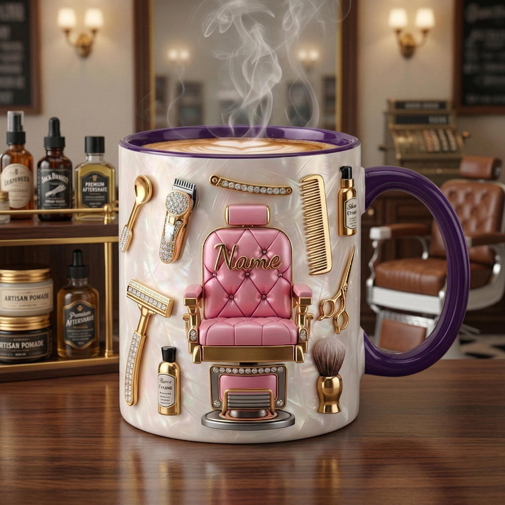 Hairstylist Mug 3D, Faux 3D Effect, Personalized Salon Owner Coffee Cup