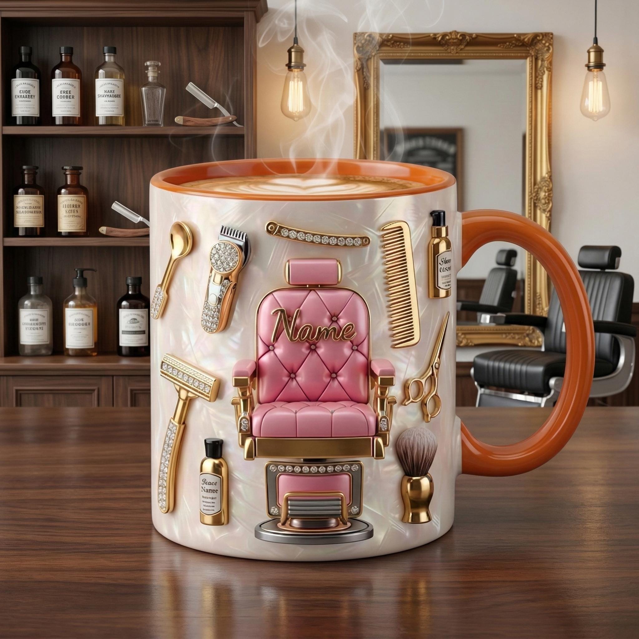 Hairstylist Mug 3D, Faux 3D Effect, Personalized Salon Owner Coffee Cup