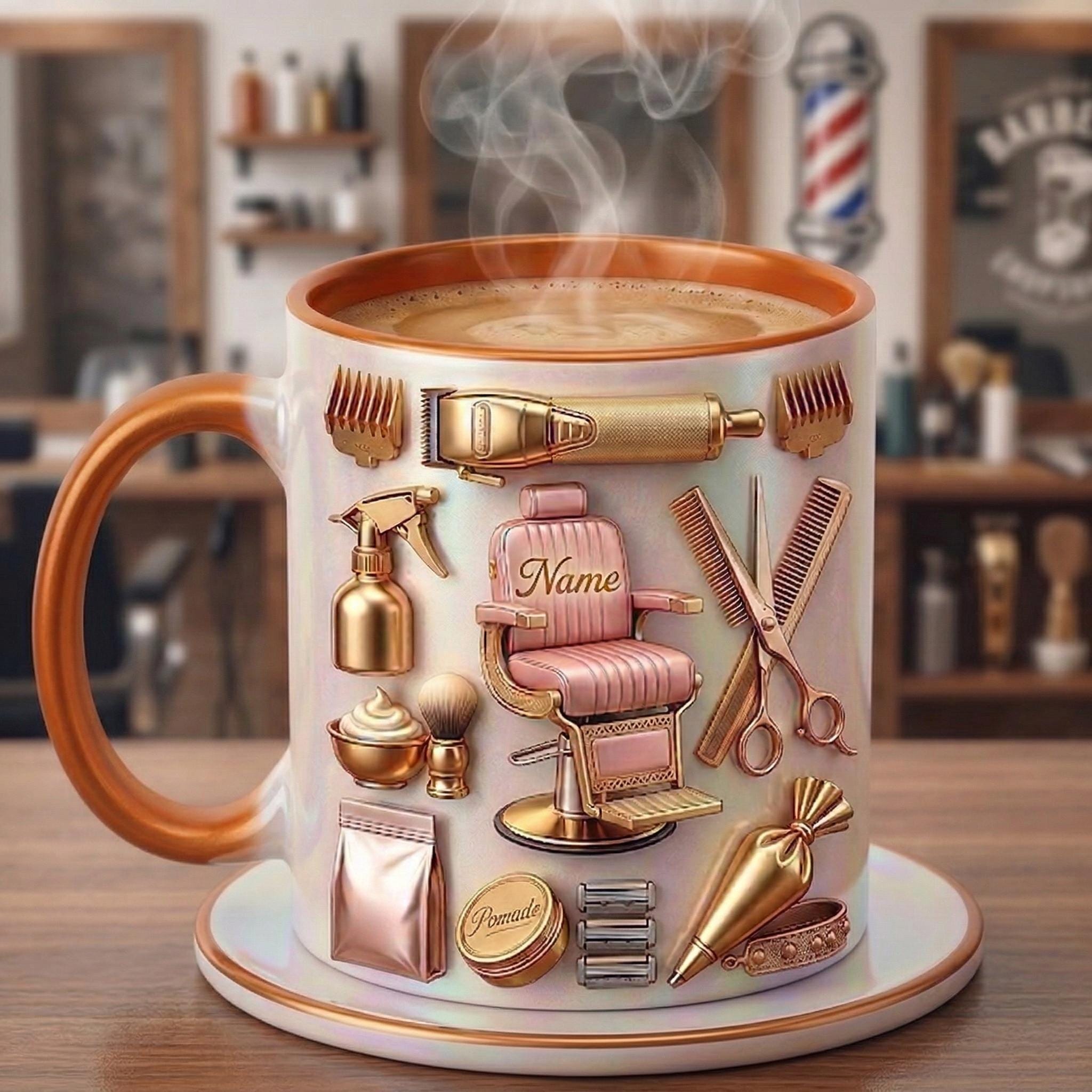Hairstylist Mug 3D, Faux 3D Effect Mug, Personalized Hairdresser Coffee Cup, Custom Name Salon Gift