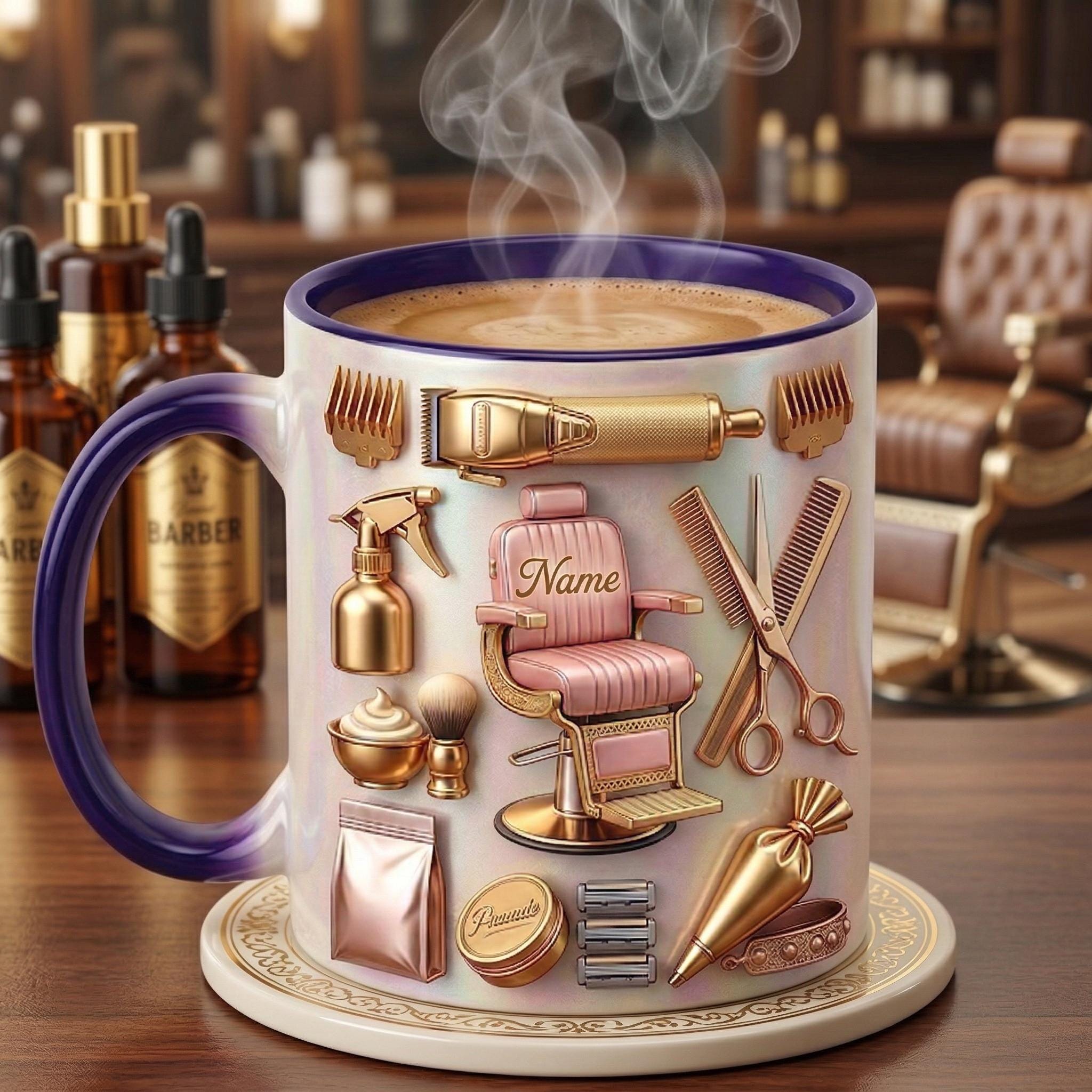 Hairstylist Mug 3D, Faux 3D Effect Mug, Personalized Hairdresser Coffee Cup, Custom Name Salon Gift