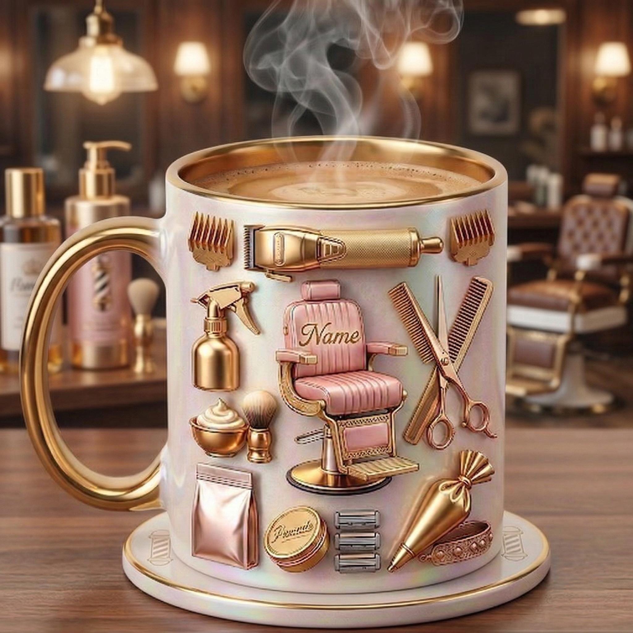 Hairstylist Mug 3D, Faux 3D Effect Mug, Personalized Hairdresser Coffee Cup, Custom Name Salon Gift