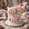 Knitting Mug 3D, Knitter Coffee Cup, Personalized Knitting Gift Idea, Faux 3D Effect Mug
