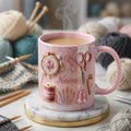 Knitting Mug 3D, Knitting Lover Coffee Mug, Personalized Craft Gift, Faux 3D Effect Mug