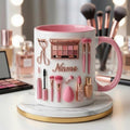 Make Up Mug 3D, Faux 3D Effect Mug, Custom Name Makeup Artist Mug, Beauty Lover Gift
