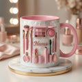 Make Up Mug 3D, Faux 3D Effect Mug, Custom Name Beauty Coffee Mug, Gift for Makeup Lover