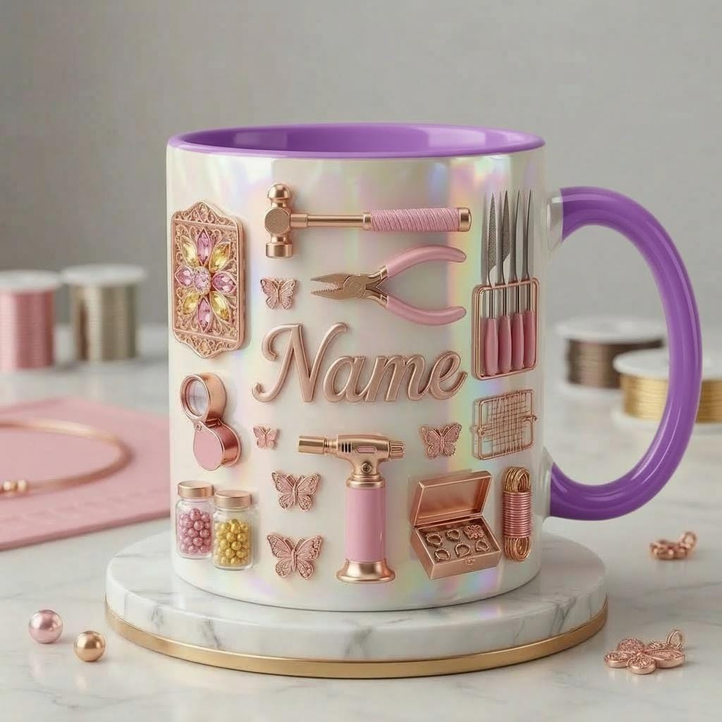 Jewelry Making Mug 3D, Faux 3D Effect Mug, Jewelry Maker Coffee Mug, Personalized Craft Gift