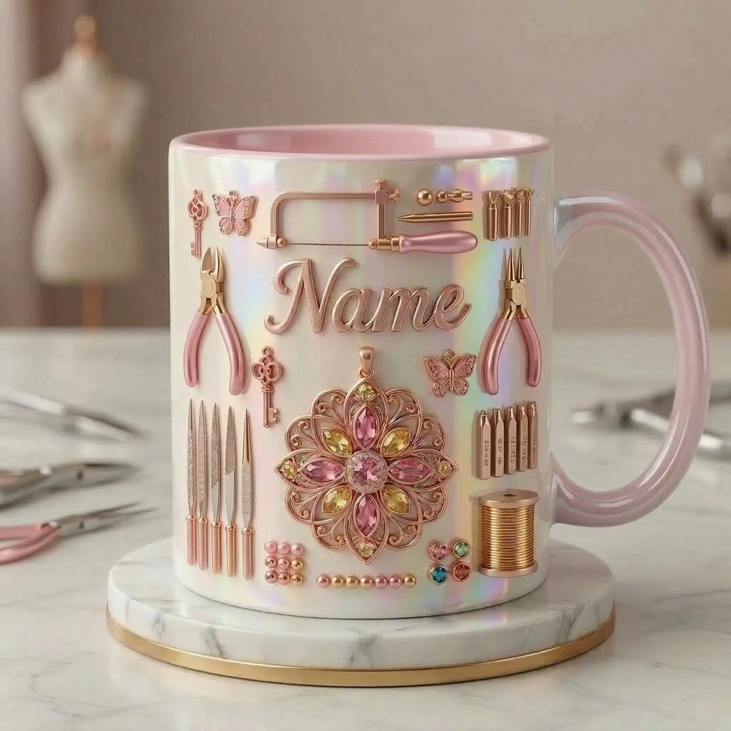 Nail Tech Mug 3D, Faux 3D Effect Mug, Nail Technician Mug, Custom Name Salon Gift