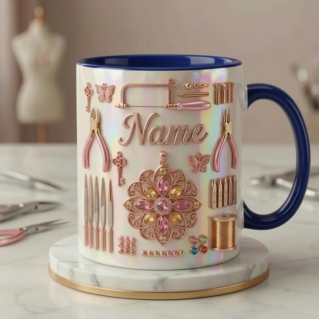 Nail Tech Mug 3D, Faux 3D Effect Mug, Nail Technician Mug, Custom Name Salon Gift