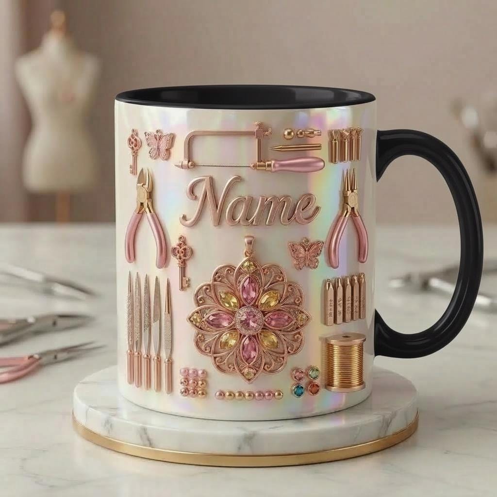 Nail Tech Mug 3D, Faux 3D Effect Mug, Nail Technician Mug, Custom Name Salon Gift