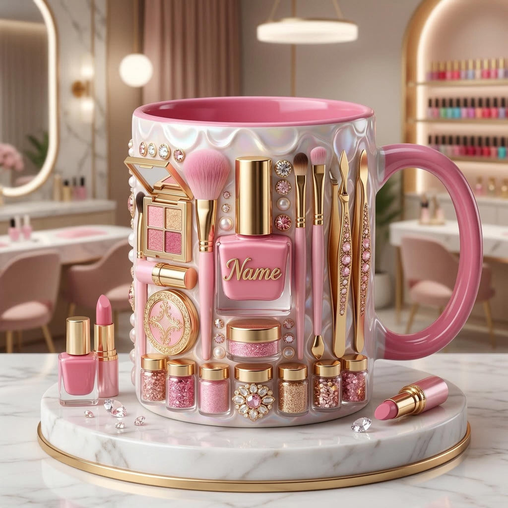 Nail Tech Mug 3D, Faux 3D Effect Mug, Nail Artist Coffee Cup, Personalized Nail Salon Gift