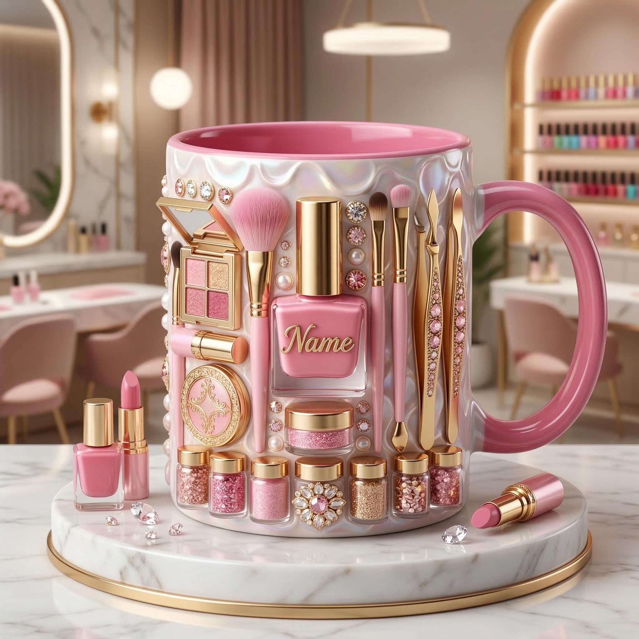 Nail Tech Mug 3D, Faux 3D Effect Mug, Nail Artist Coffee Cup, Personalized Nail Salon Gift