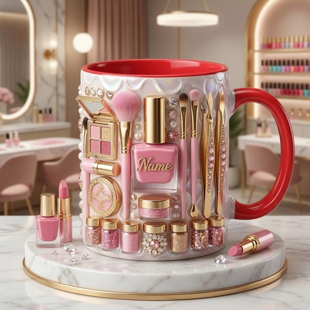 Nail Tech Mug 3D, Faux 3D Effect Mug, Nail Artist Coffee Cup, Personalized Nail Salon Gift
