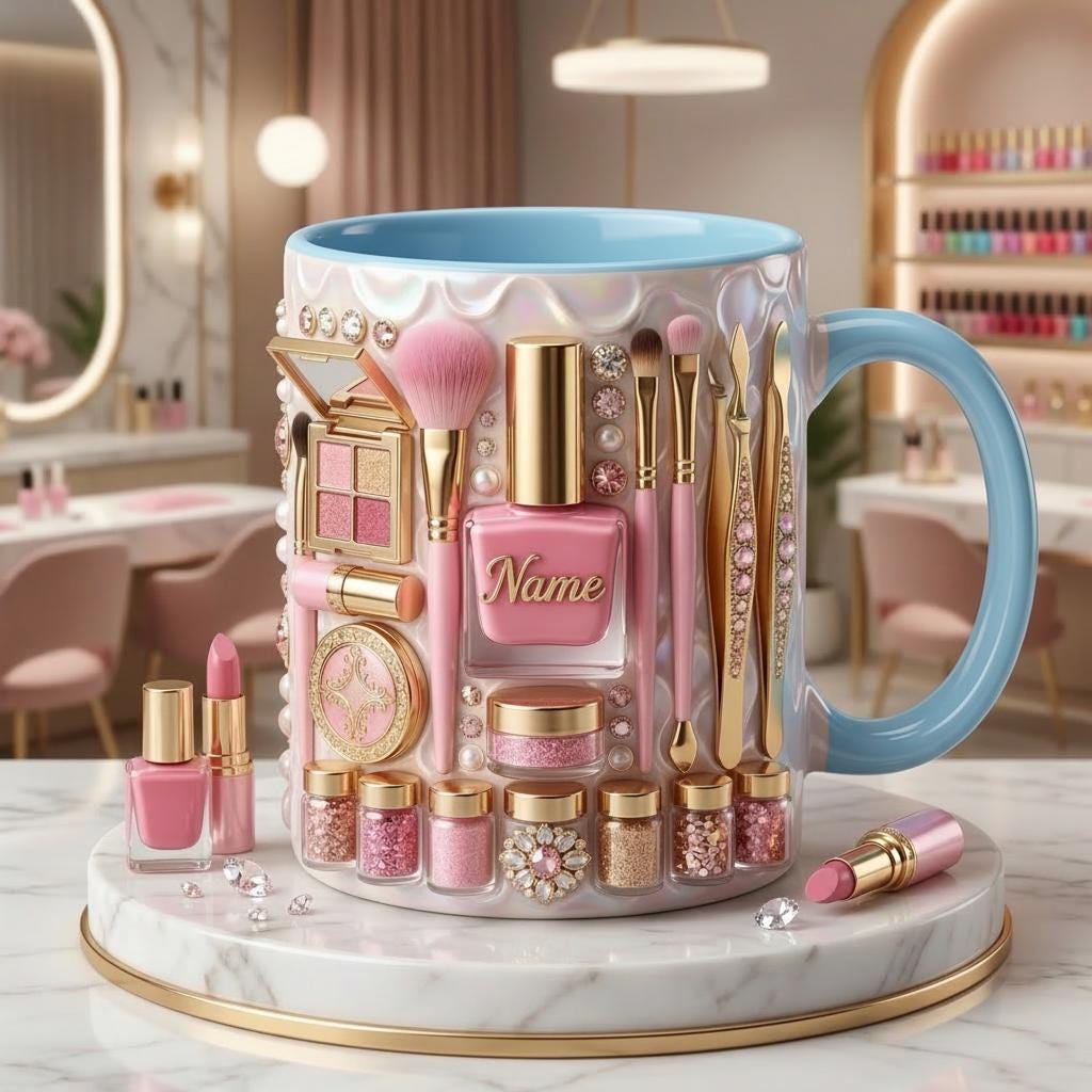 Nail Tech Mug 3D, Faux 3D Effect Mug, Nail Artist Coffee Cup, Personalized Nail Salon Gift