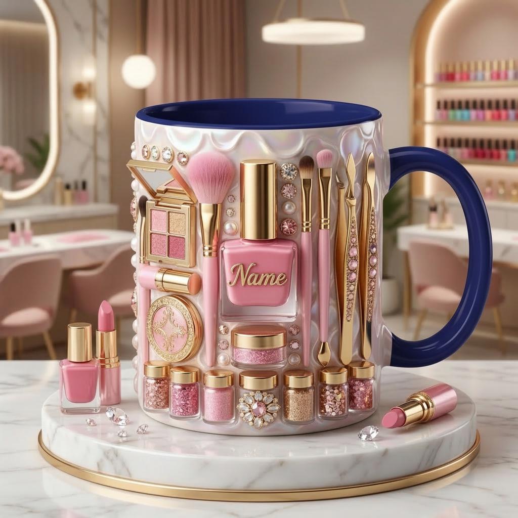 Nail Tech Mug 3D, Faux 3D Effect Mug, Nail Artist Coffee Cup, Personalized Nail Salon Gift