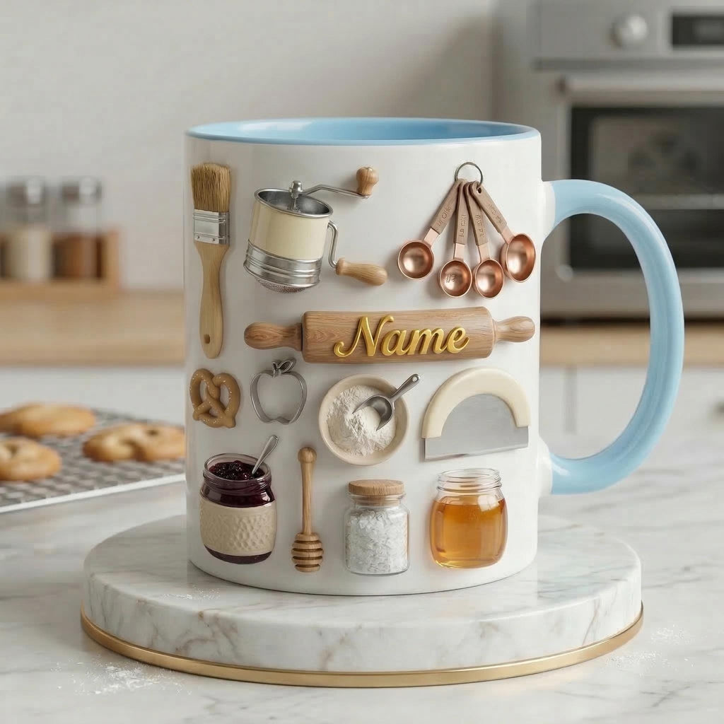 Baking Mug 3D, Faux 3D Mug, Baking Lover Coffee Mug, Funny Baking Gift, Kitchen Gift Idea, Baker Mug, Daily Mug