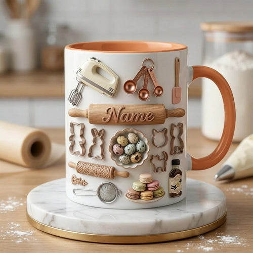 Baking Mug 3D, Faux 3D Mug, Baker Coffee Mug, Baking Lover Gift, Gift for Home Baker, Kitchen Mug, Baking Cup
