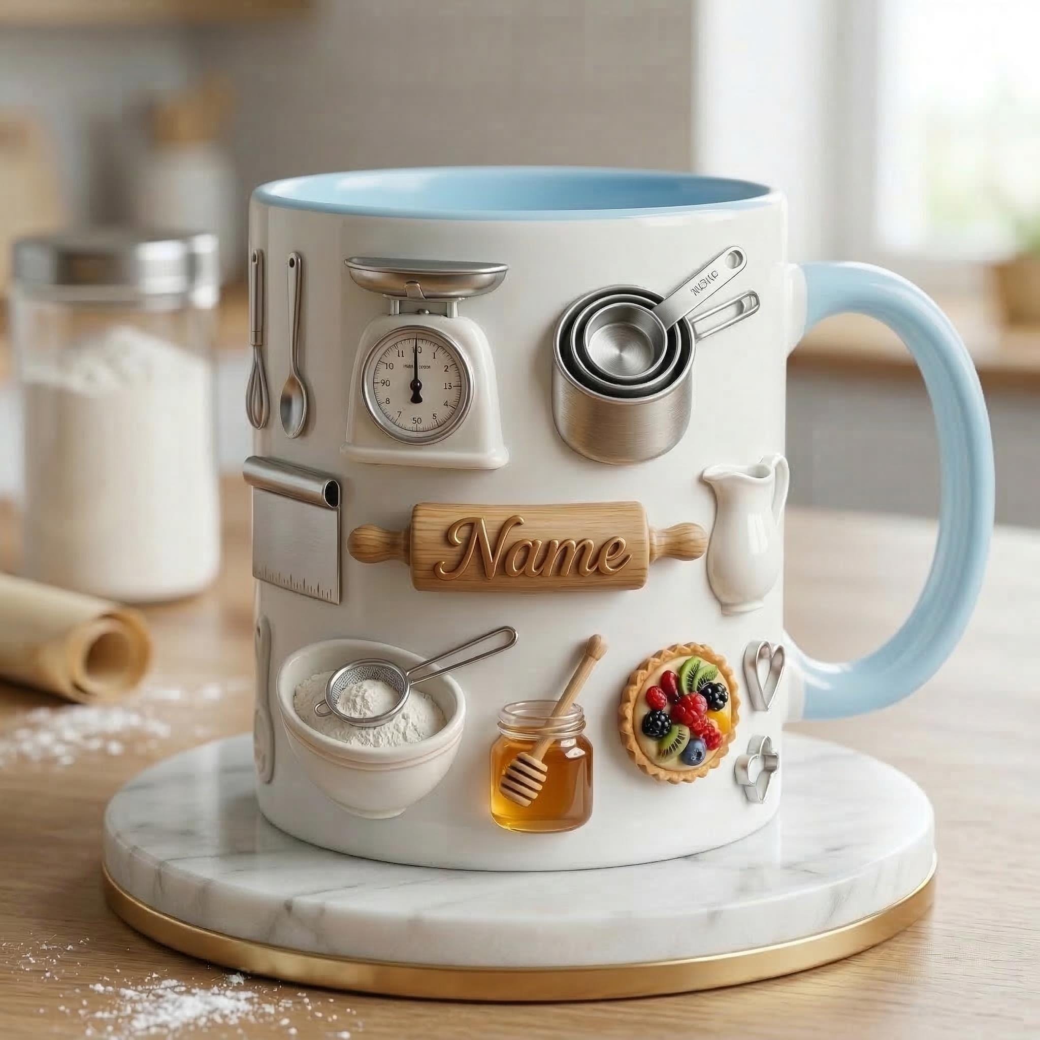 Baking Mug 3D, Faux 3D Mug, Baking Gift, Funny Baker Mug, Baking Lover Coffee Cup, Kitchen Life Mug, Casual Gift