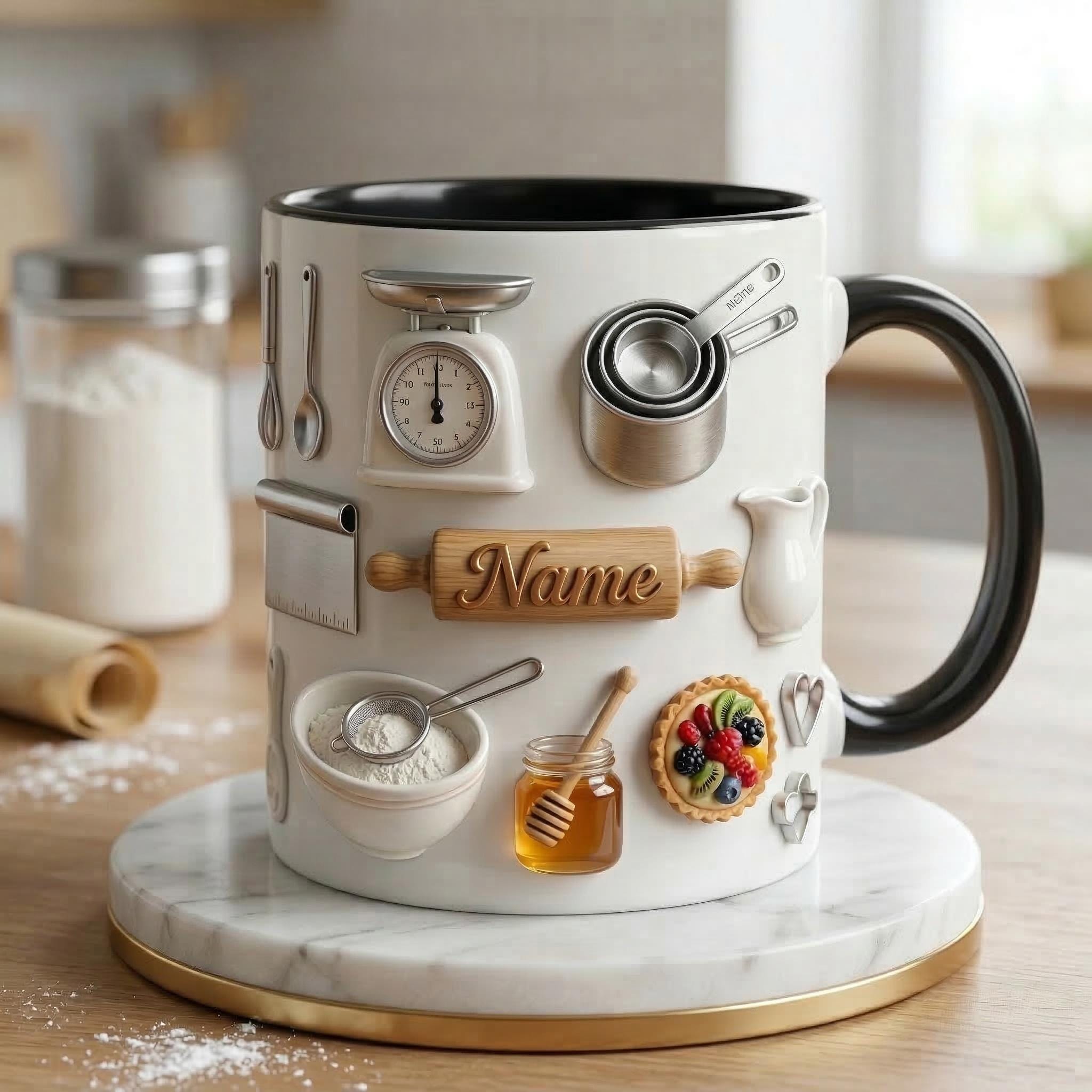 Baking Mug 3D, Faux 3D Mug, Baking Gift, Funny Baker Mug, Baking Lover Coffee Cup, Kitchen Life Mug, Casual Gift