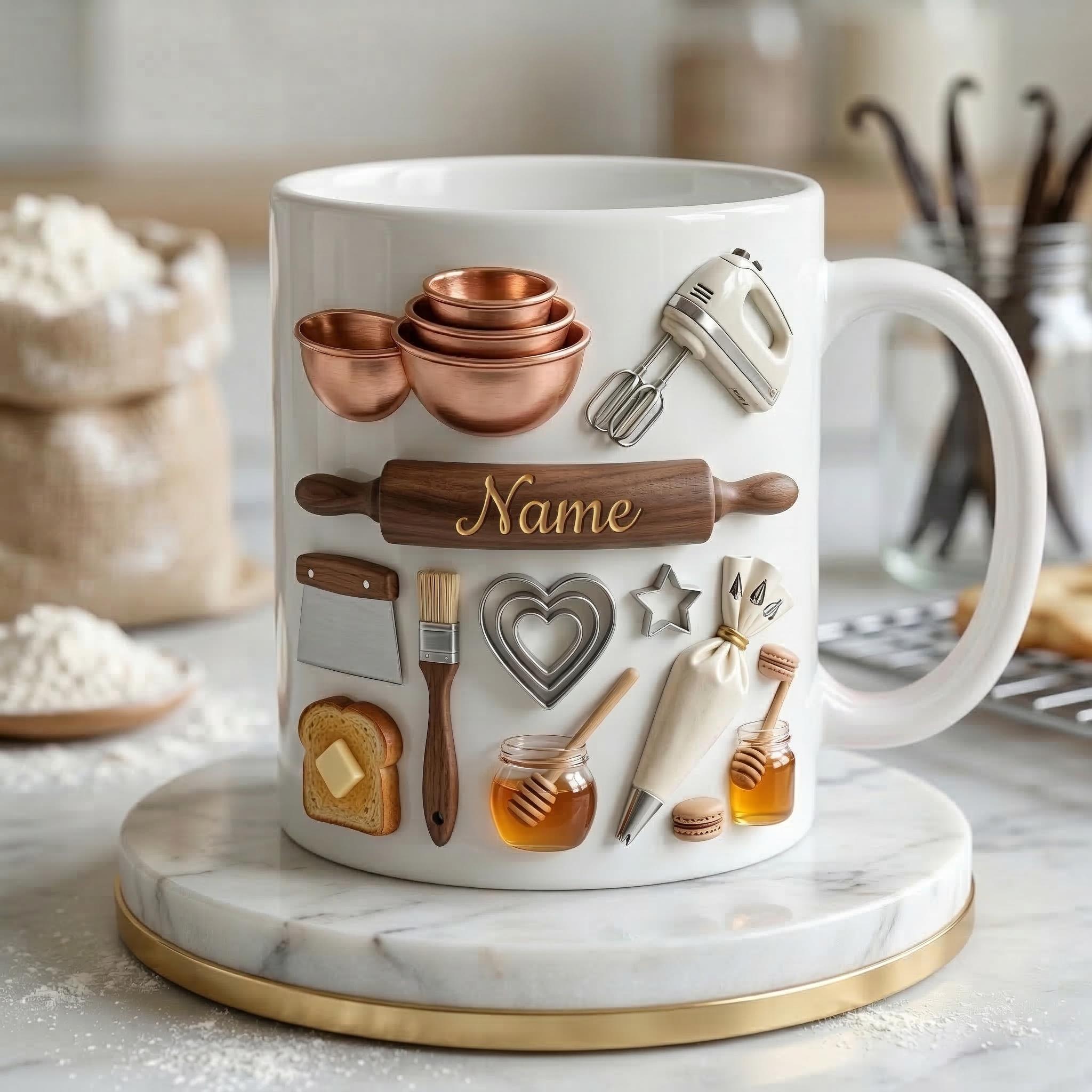 Baking Mug 3D, Faux 3D Mug, Baking Lover Gift, Funny Baker Coffee Mug, Gift for Baker, Kitchen Mug, Hobby Gift