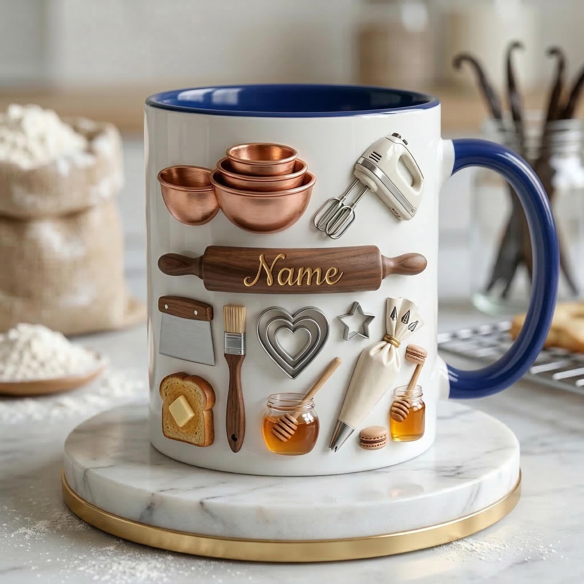Baking Mug 3D, Faux 3D Mug, Baking Lover Gift, Funny Baker Coffee Mug, Gift for Baker, Kitchen Mug, Hobby Gift