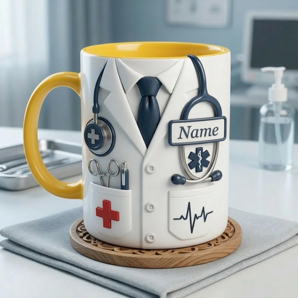 Doctor Faux 3D Accent Mug, Custom Name Doctor Cup, Healthcare Gift for Him