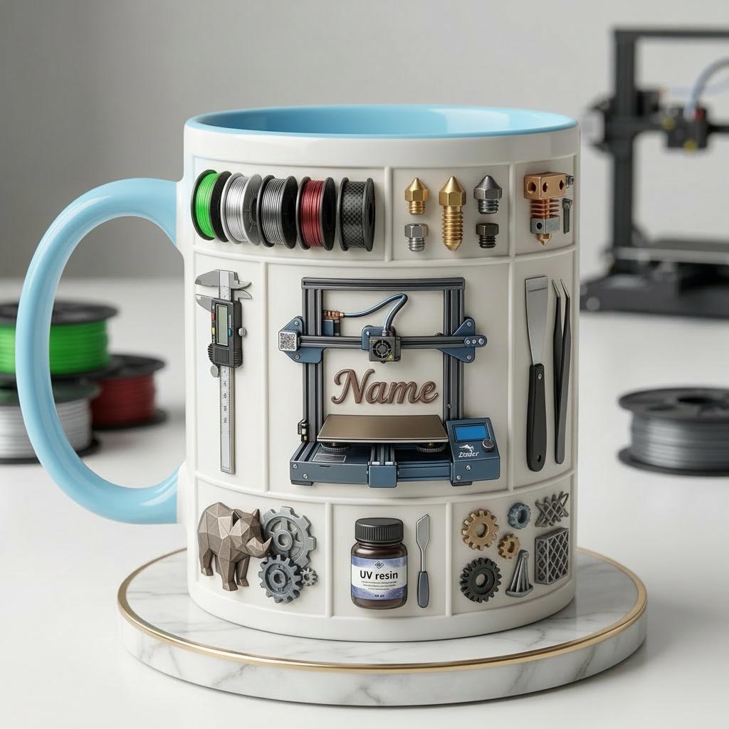 Personalized 3D Printer Accent Mug, Custom Name Maker Coffee Cup