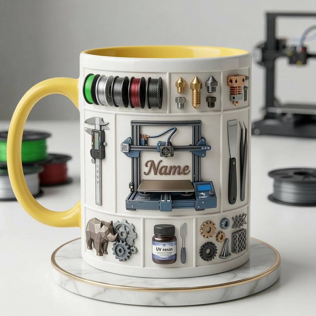 Personalized 3D Printer Accent Mug, Custom Name Maker Coffee Cup