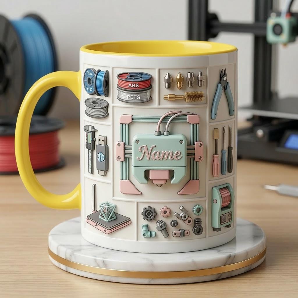3D Printer Lover Ceramic Mug, Personalized Tech Gift, Coffee Cup