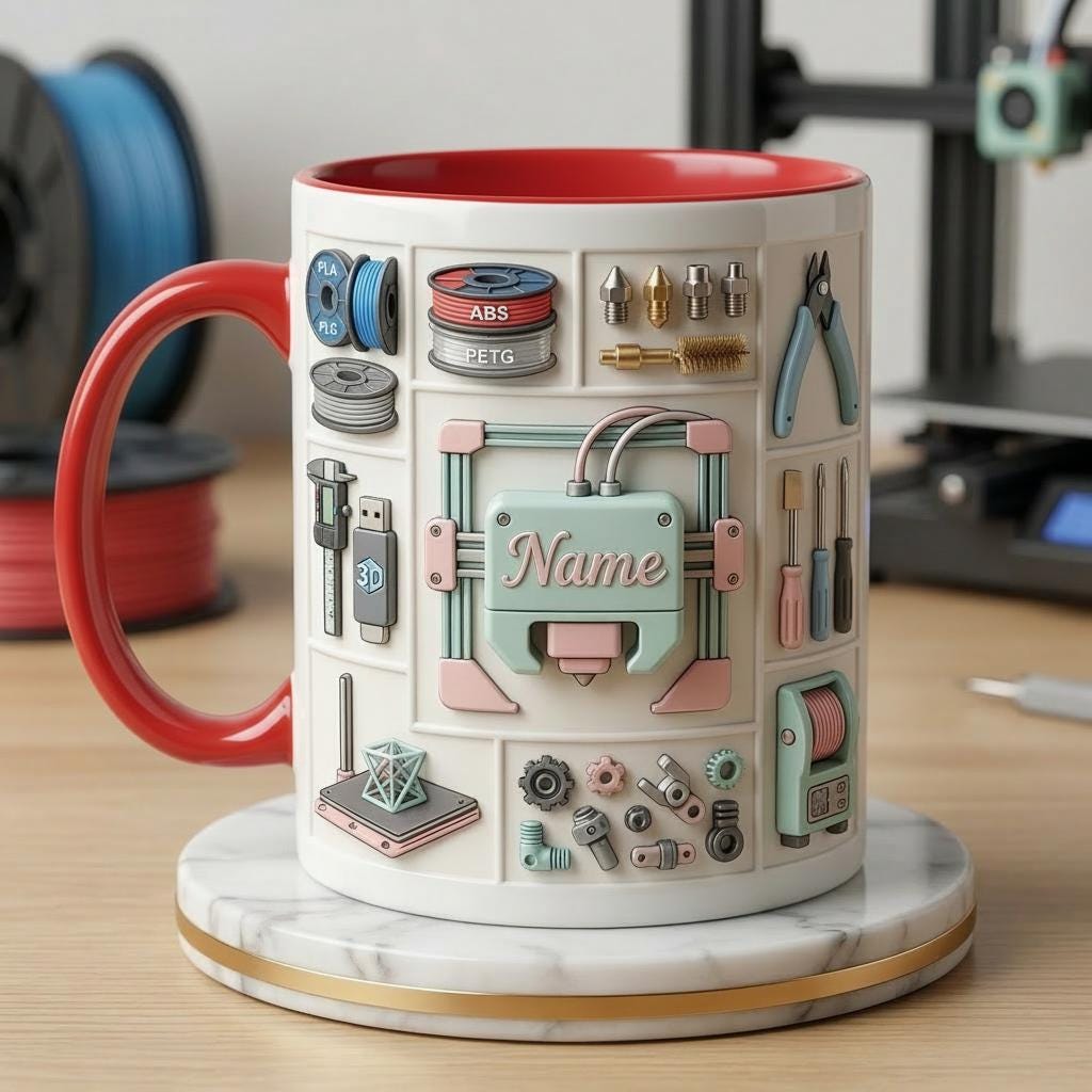 3D Printer Lover Ceramic Mug, Personalized Tech Gift, Coffee Cup
