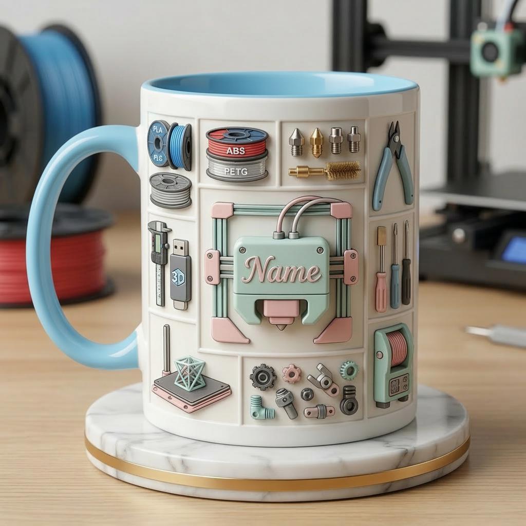 3D Printer Lover Ceramic Mug, Personalized Tech Gift, Coffee Cup