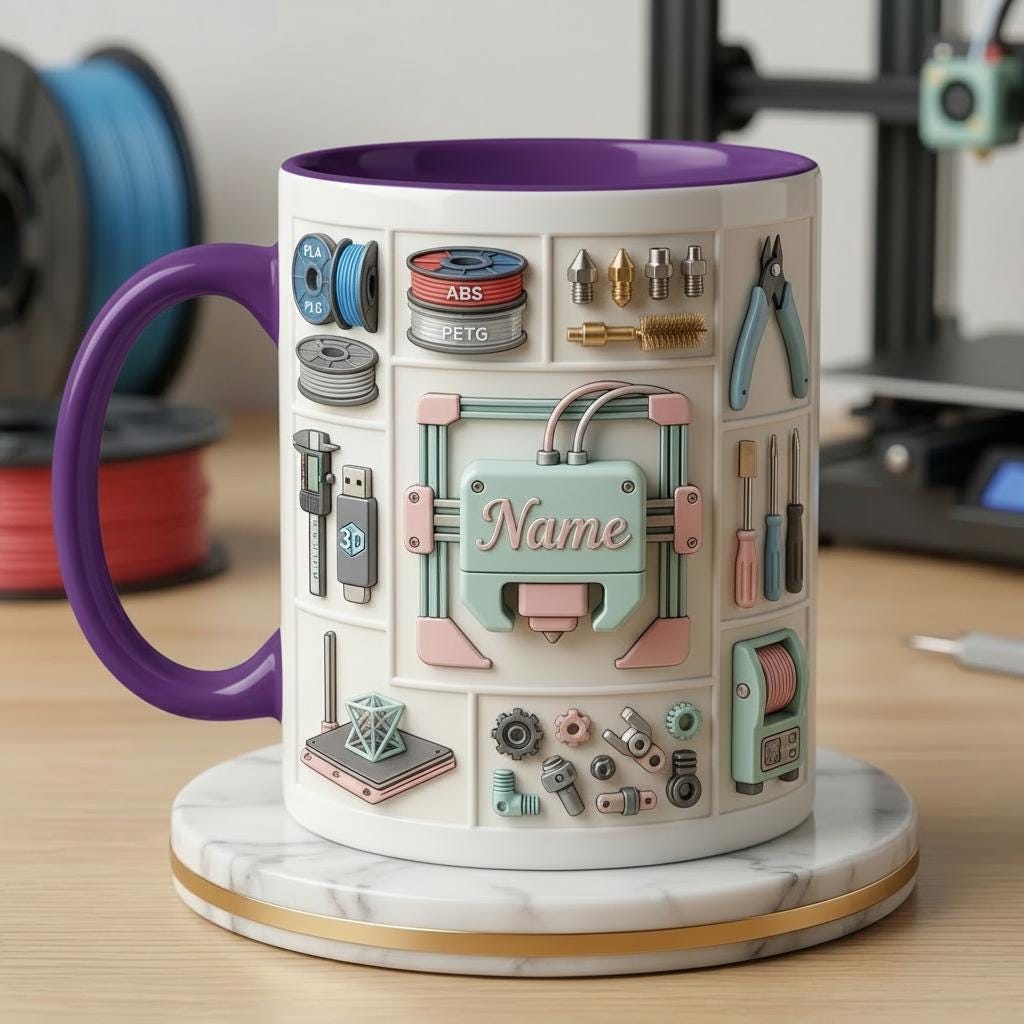 3D Printer Lover Ceramic Mug, Personalized Tech Gift, Coffee Cup
