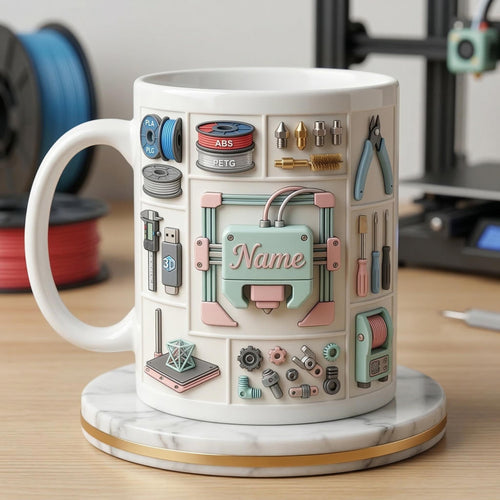 3D Printer Lover Ceramic Mug, Personalized Tech Gift, Coffee Cup