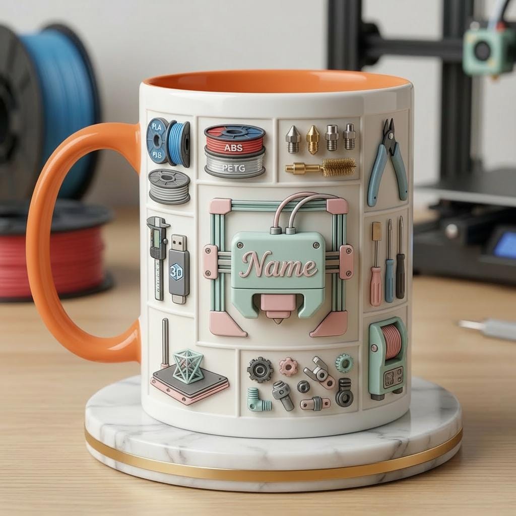 3D Printer Lover Ceramic Mug, Personalized Tech Gift, Coffee Cup