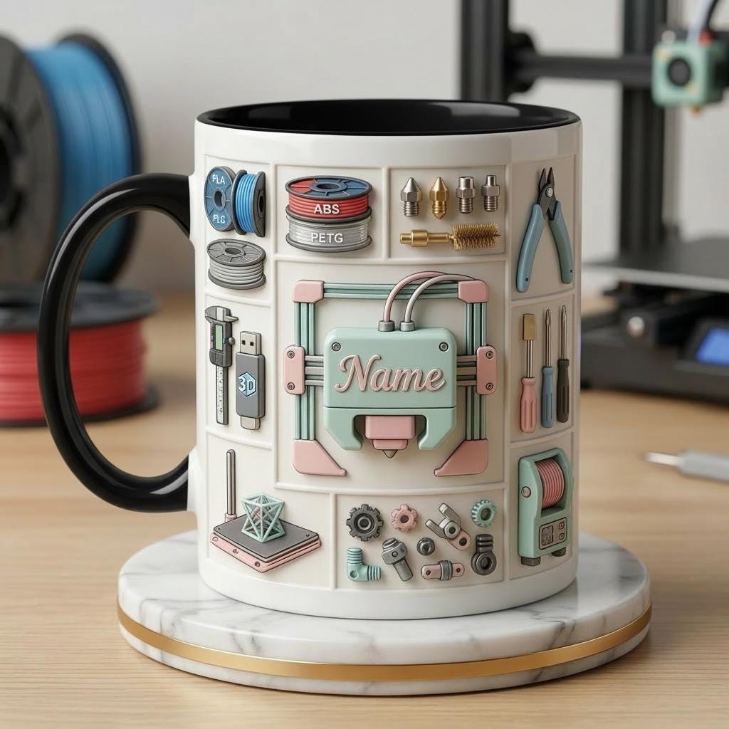 3D Printer Lover Ceramic Mug, Personalized Tech Gift, Coffee Cup