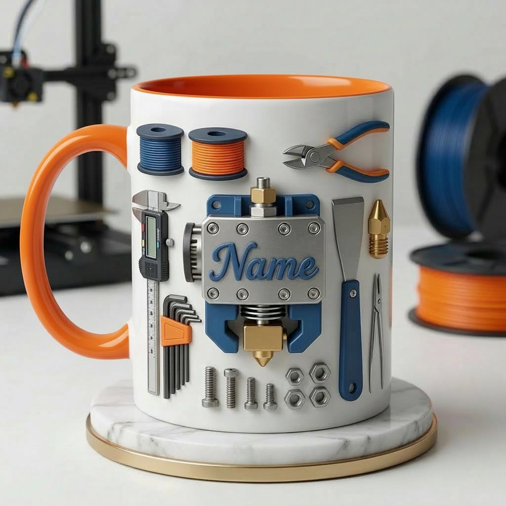 Personalized 3D Printing Tools Mug, Maker Gift, Ceramic Coffee Cup