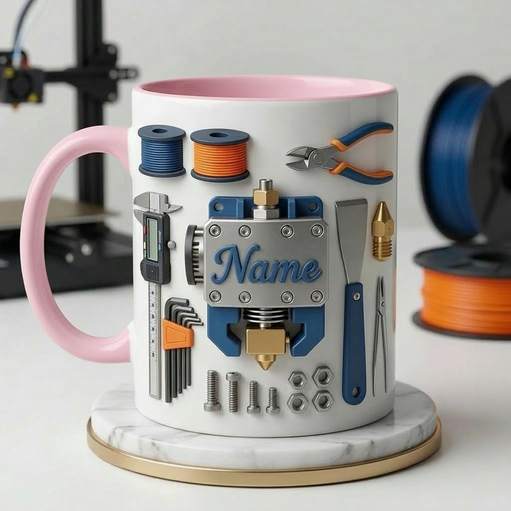 Personalized 3D Printing Tools Mug, Maker Gift, Ceramic Coffee Cup