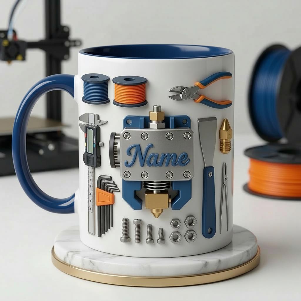 Personalized 3D Printing Tools Mug, Maker Gift, Ceramic Coffee Cup