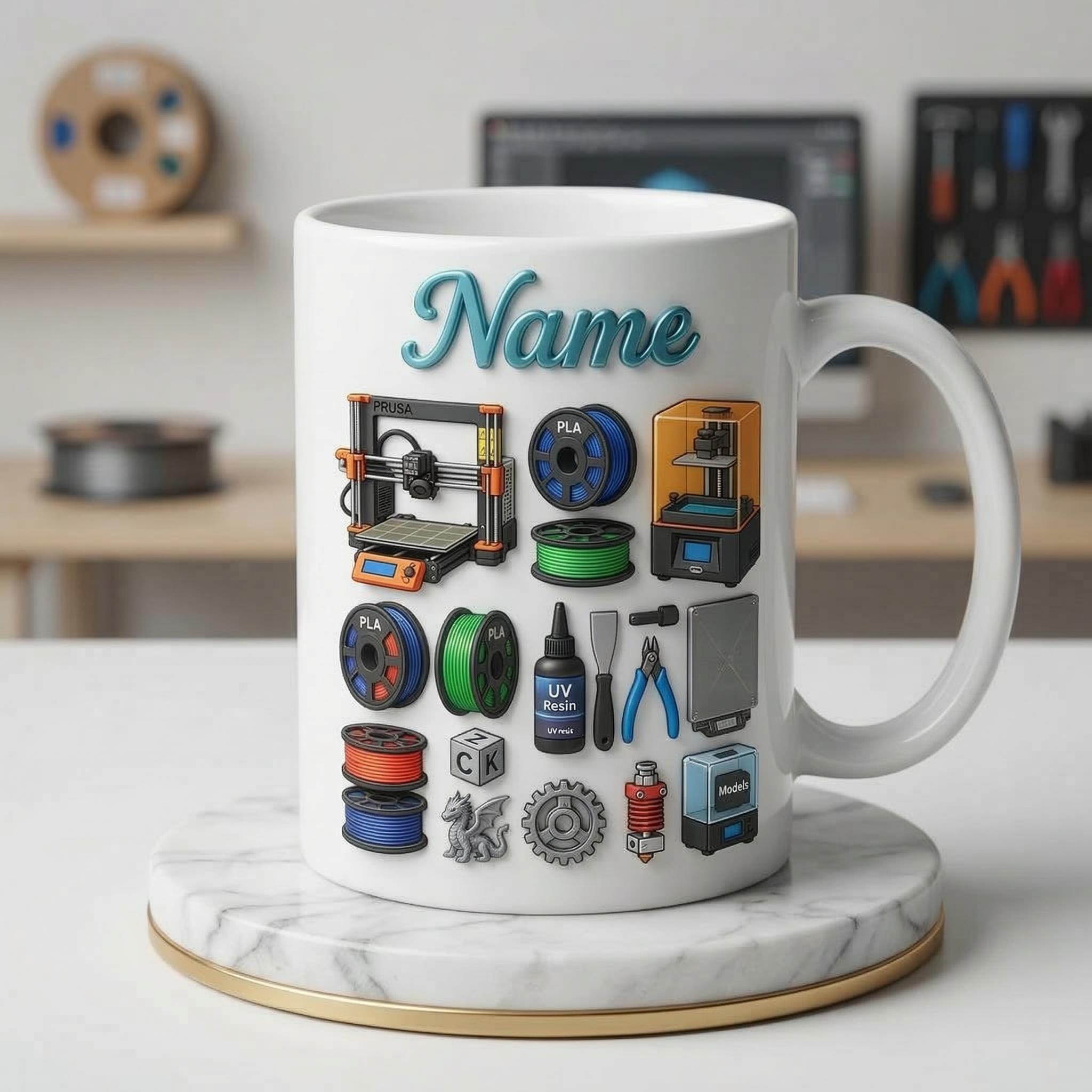 3D Printing Hobbyist Ceramic Mug, 3D Printer Coffee Cup, Personalized Gift