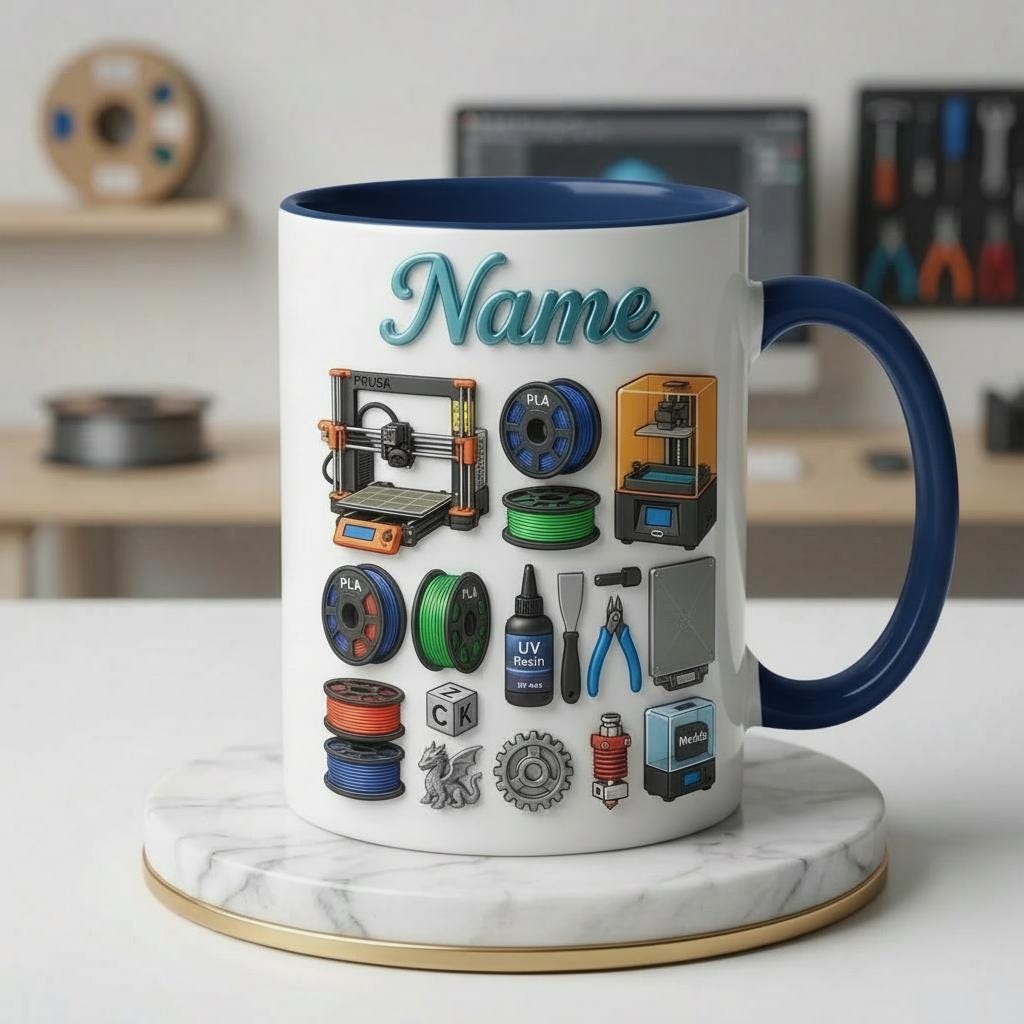 3D Printing Hobbyist Ceramic Mug, 3D Printer Coffee Cup, Personalized Gift