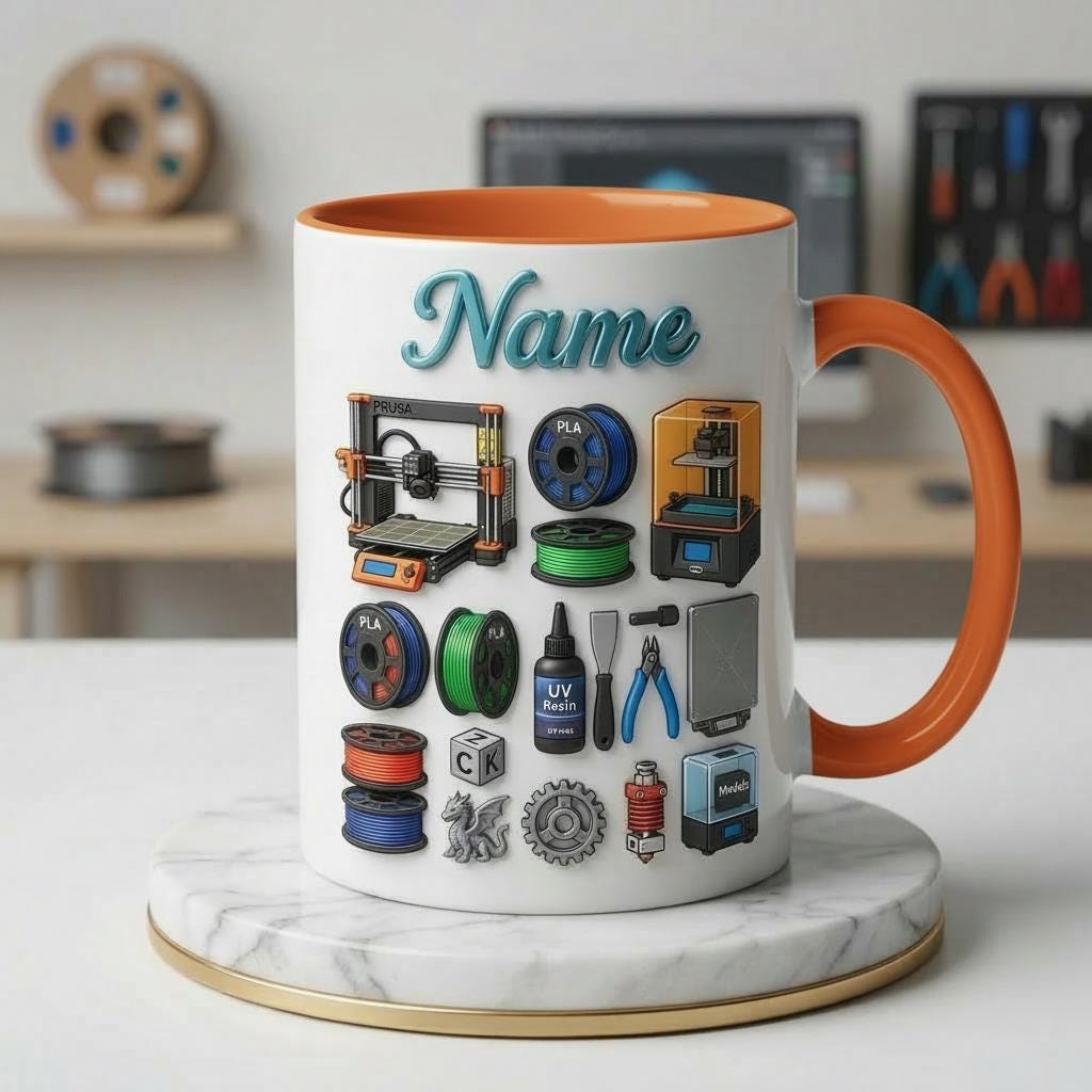 3D Printing Hobbyist Ceramic Mug, 3D Printer Coffee Cup, Personalized Gift