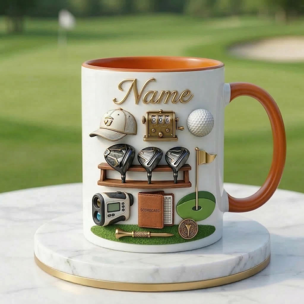Personalized Golf Mug 3D, Ceramic Coffee Cup, Golfer Gift, 11oz or 15oz