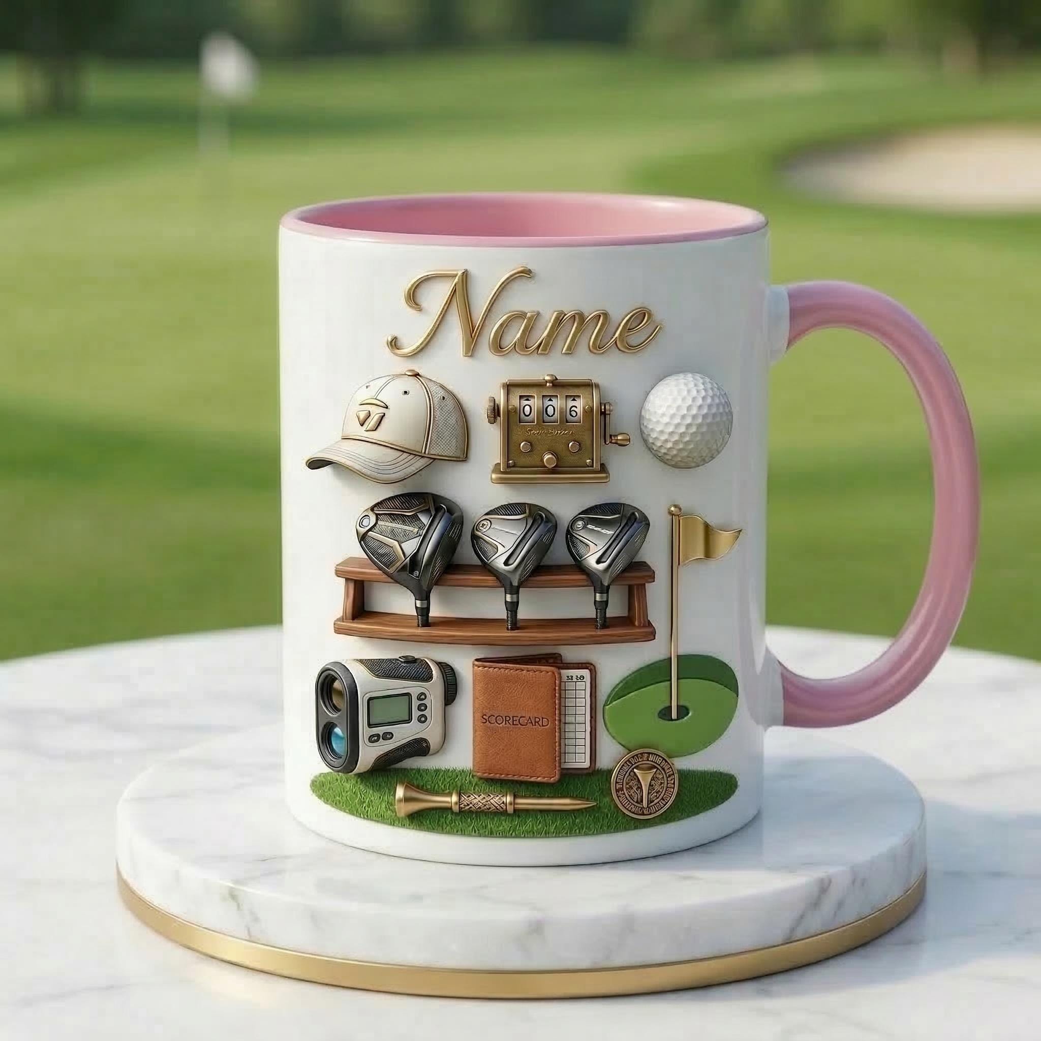 Personalized Golf Mug 3D, Ceramic Coffee Cup, Golfer Gift, 11oz or 15oz