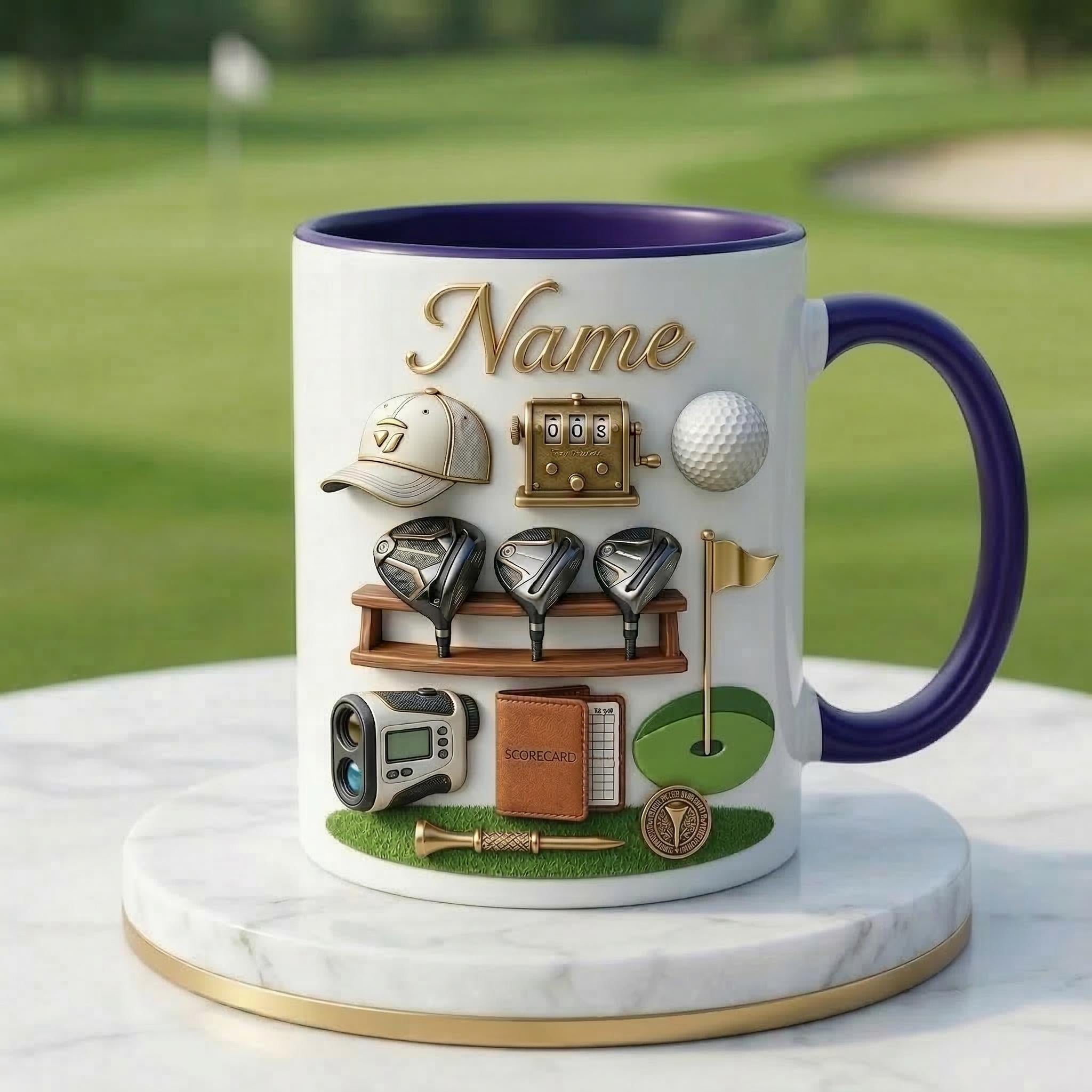 Personalized Golf Mug 3D, Ceramic Coffee Cup, Golfer Gift, 11oz or 15oz