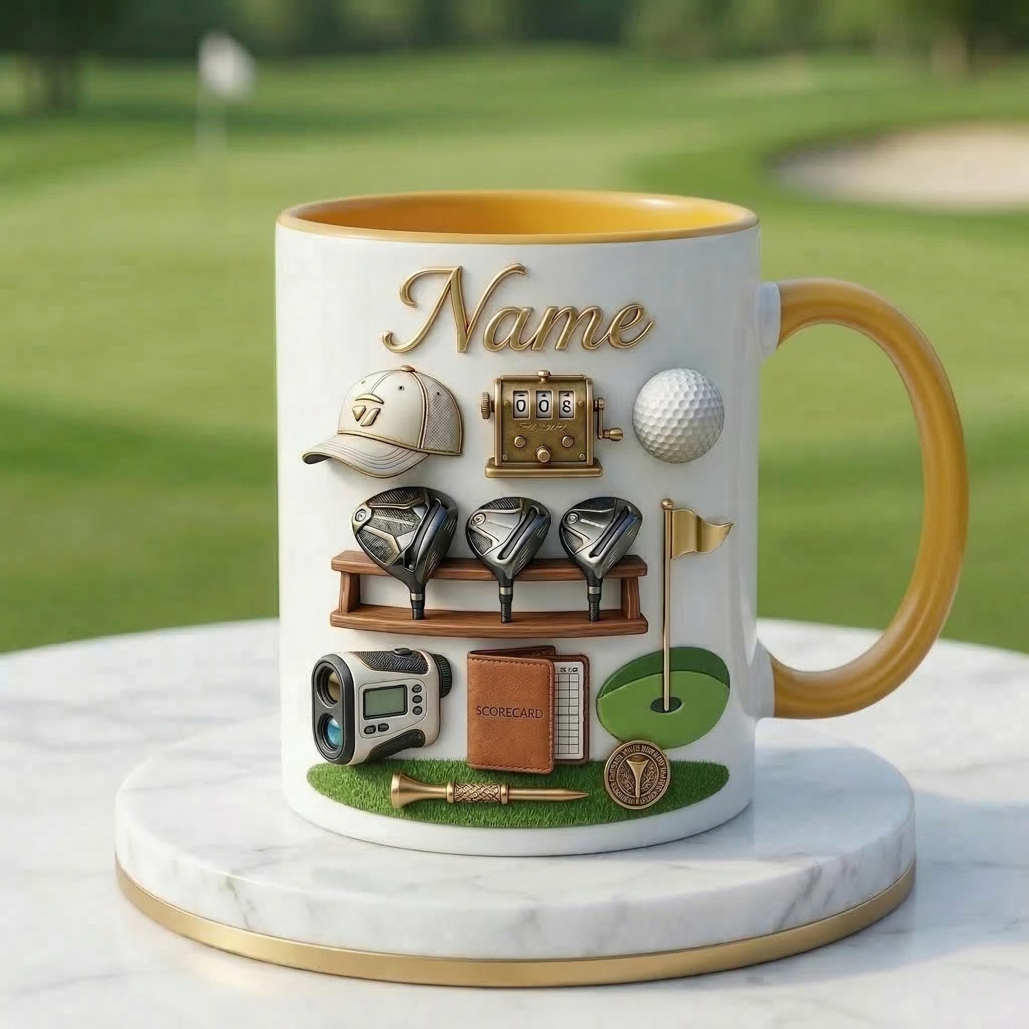 Personalized Golf Mug 3D, Ceramic Coffee Cup, Golfer Gift, 11oz or 15oz